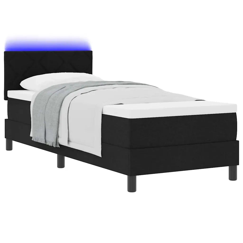 Letto a molle con materasso con led Nero 80 x 200 cm Tessuto 3342242