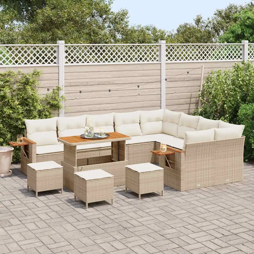 Set Divano da Giardino 13 pcs Beige polyrattan