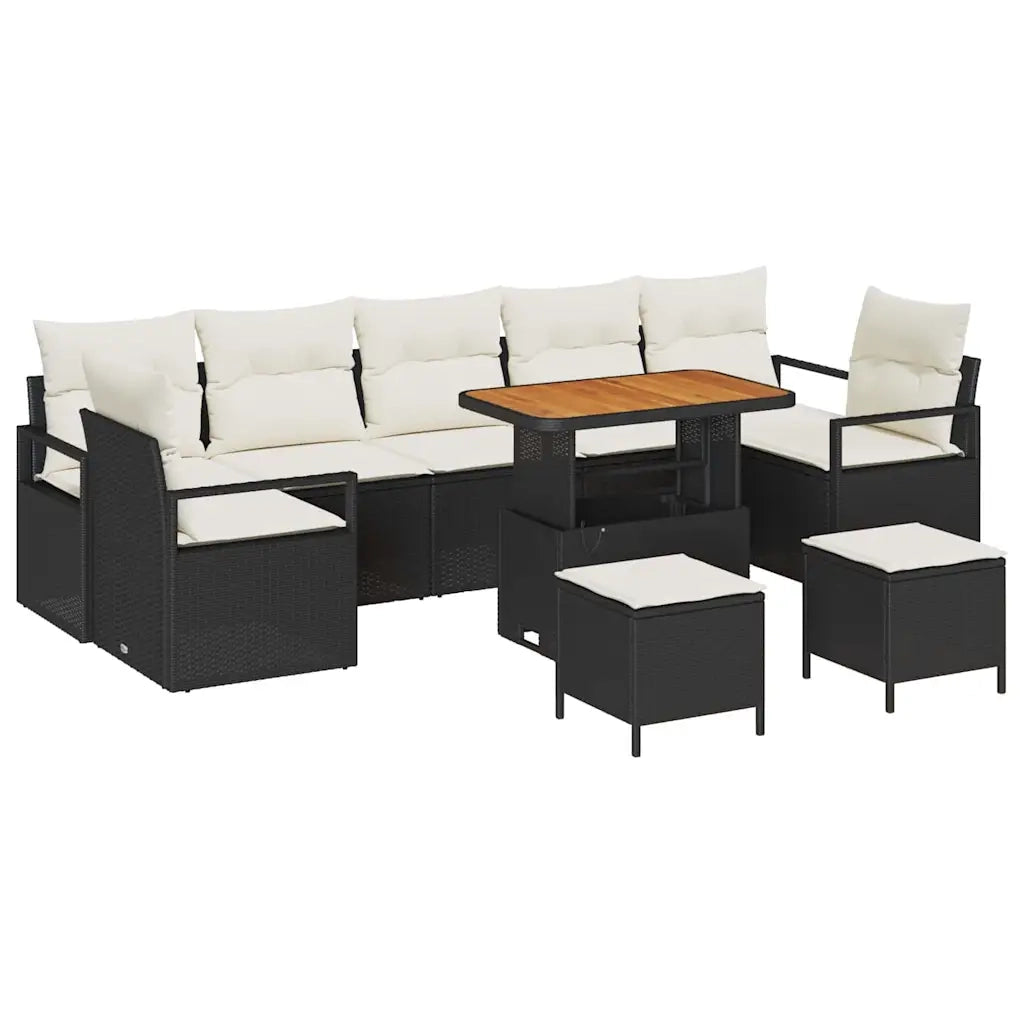 Set Divano da Giardino con cuscino 10 pcs Nero polyrattan 3362510