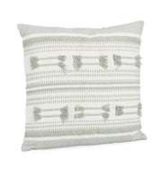 Set di 4 Cuscini Decorativi a Righe con Nappe in Cotone 45x45 - MEI-XIU