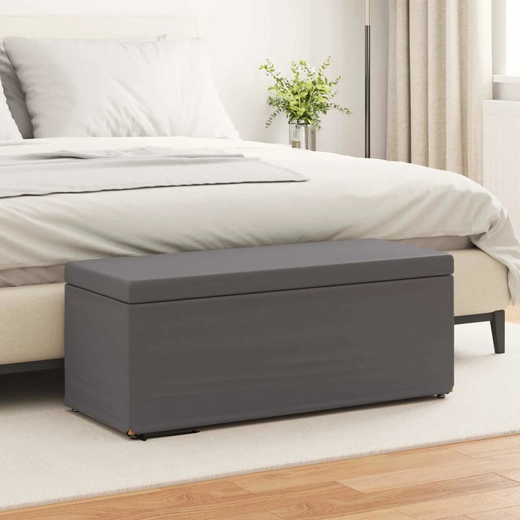 Pouf Grigio Pelle Sintetica e Legno Ingegnerizzato 876800
