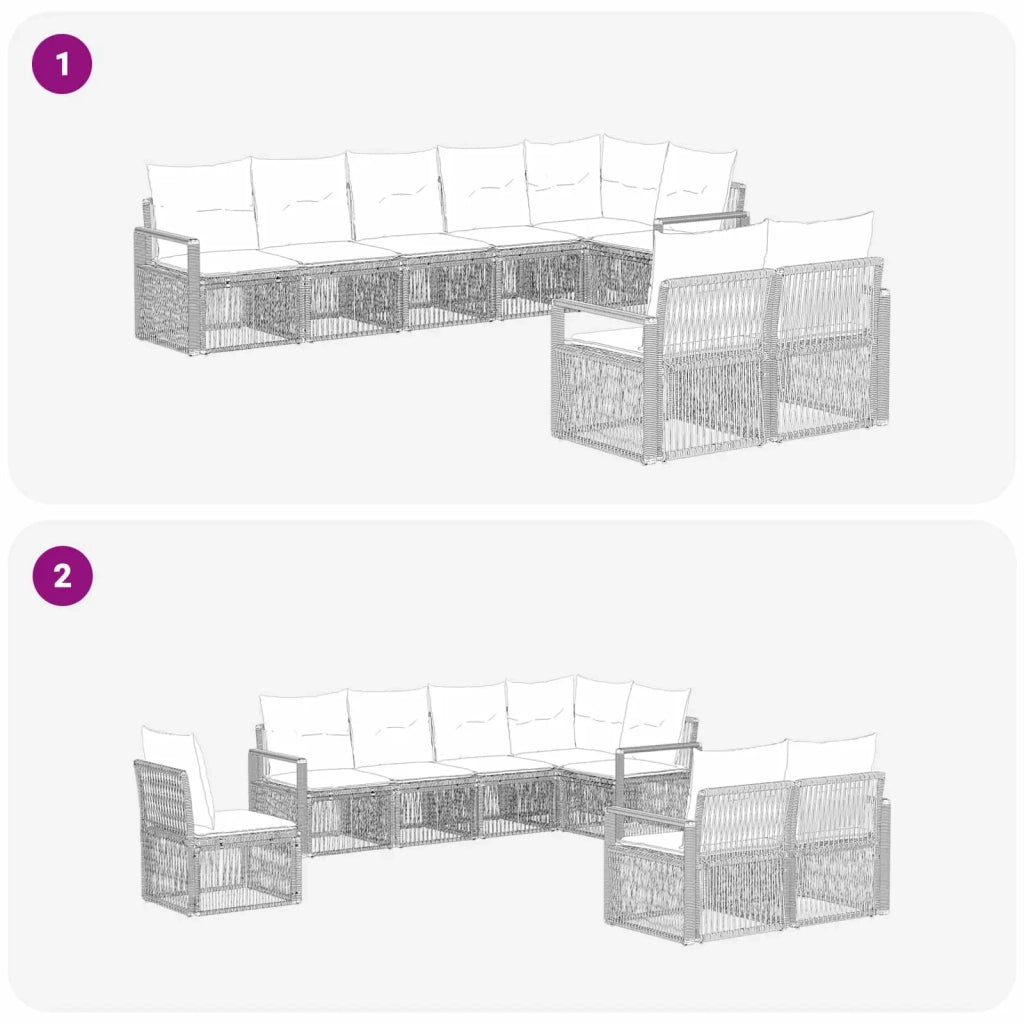 Set Divano da Giardino 8 pz Grigio polyrattan 3435773