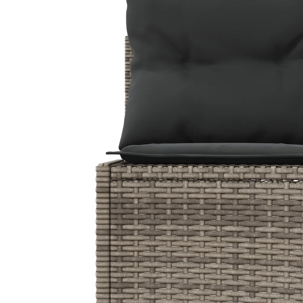 Divano da Giardino con Cuscini Circolare Grigio in Polyrattan 3318541