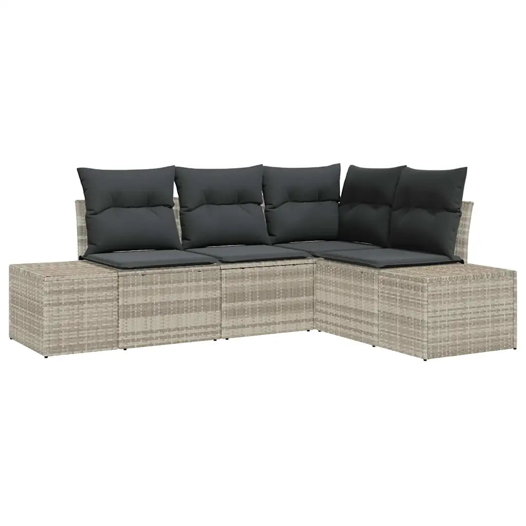 Set Divano da Giardino 4 pcs Grigio chiaro polyrattan 3355711