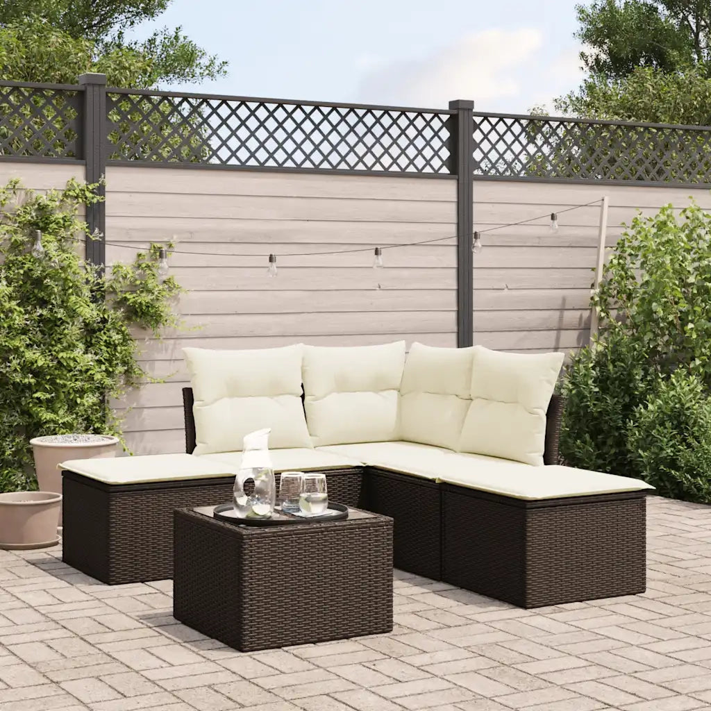 Set Divano da Giardino 6 pz con Cuscini Marrone in Polyrattan 3249572