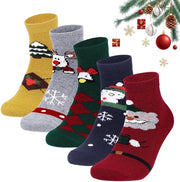 Calze da Natale per Donna - 5 Paia Calze Termiche - Calze di Natale Calde - Disegni di Natale Multicolori - Mix di Poliestere e Cotone di Alta Qualità - Regalo di Natale Perfetto