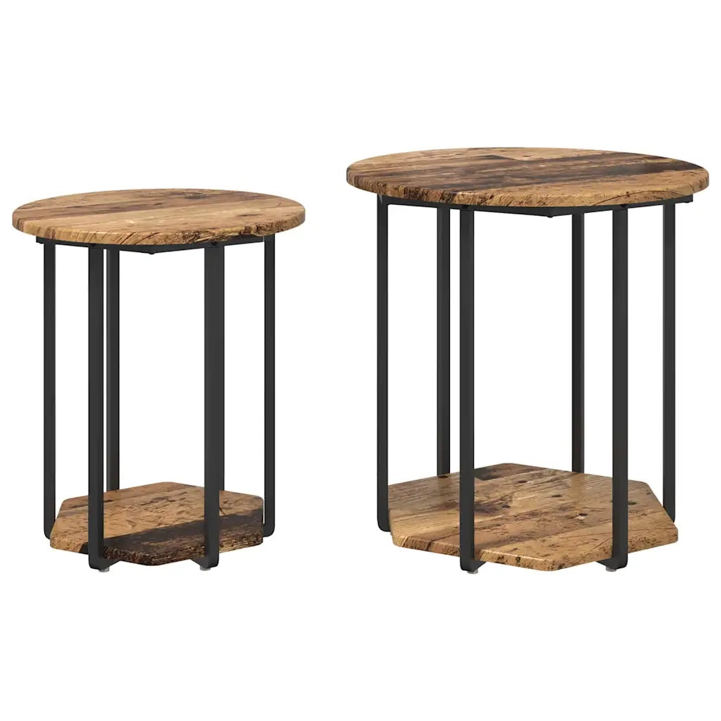 Set tavolini con lo scaffale 2 pcs Marrone 869718