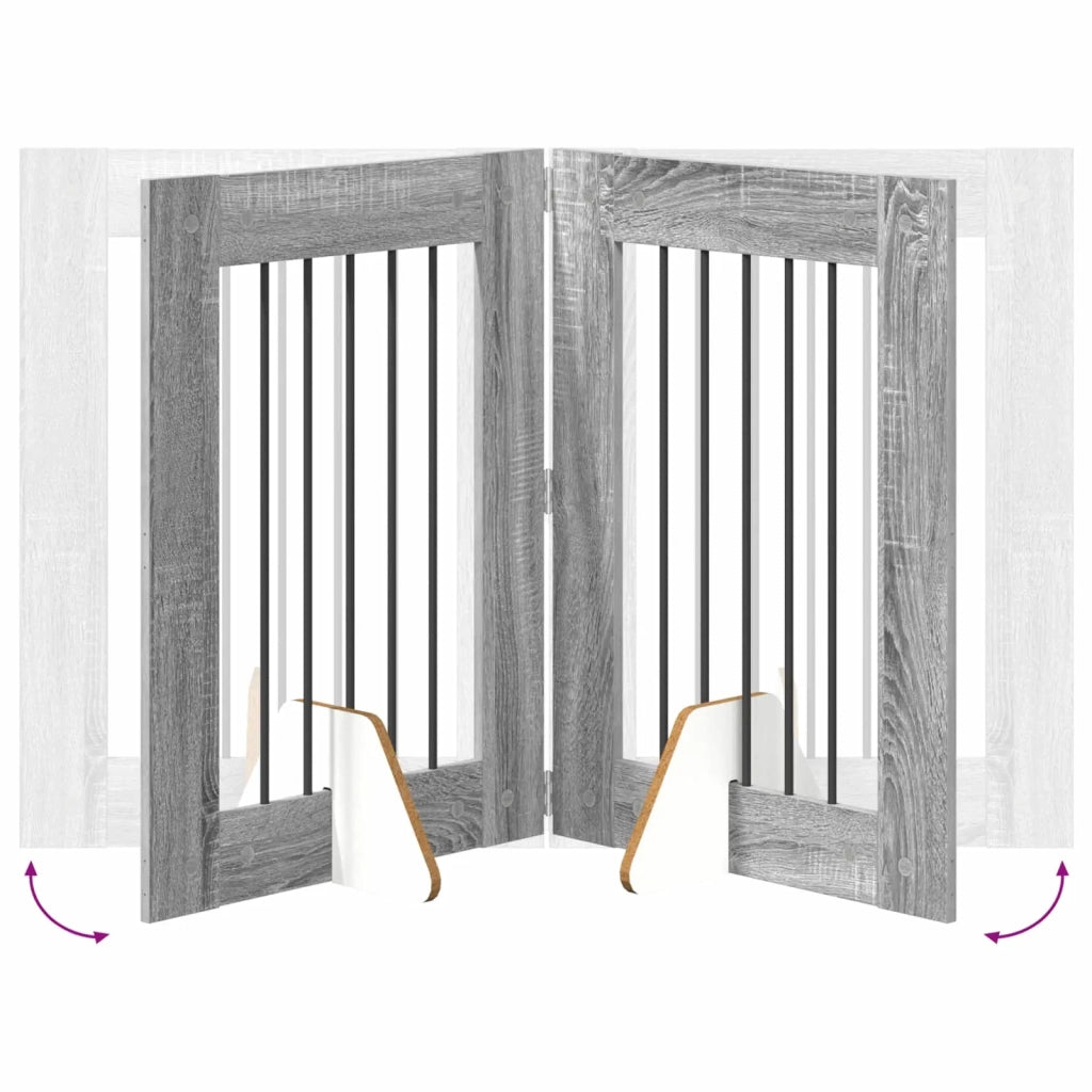 Cancello per cani con supporti 2 pz Grigio Sonoma 60 x 80 cm CFW2579777