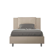 BS COM Letto una piazza e mezza con rete imbottito 120x190 similpelle tortora