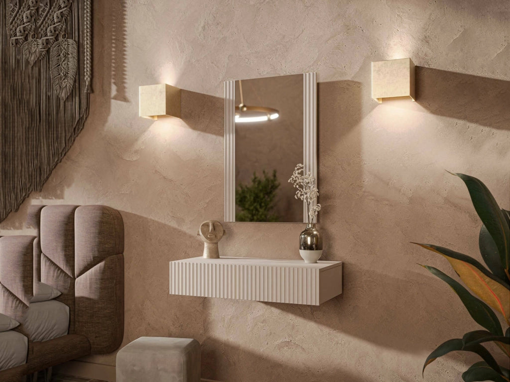 Premolo, Mobile da Ingresso Specchio Incluso, 80x42x97h cm Beige