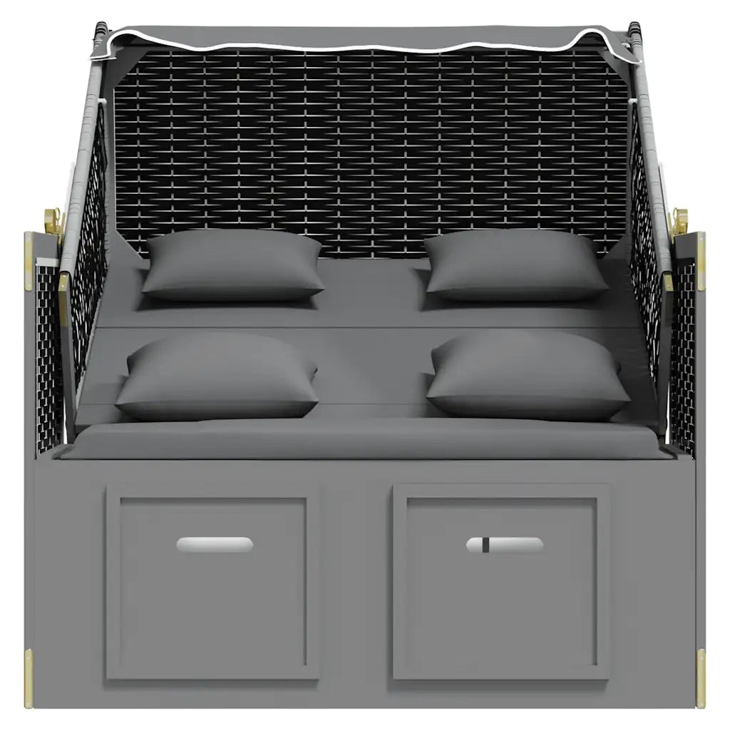 Strandkorb Cuscini Polyrattan e Legno Massello Antracite e Nero CFW9415065