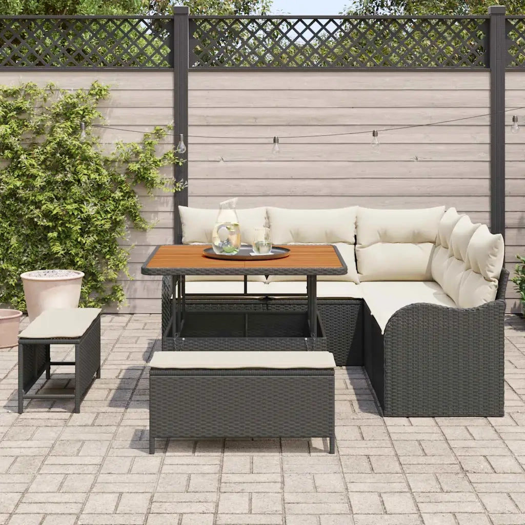 Set Divano da Giardino con cuscino 8 pcs Nero e Crema 3364205