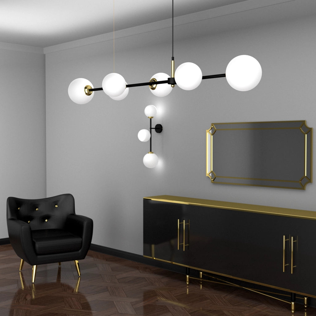 Lampadario sospeso Milagro POP MLP7846 6 luci nero oro