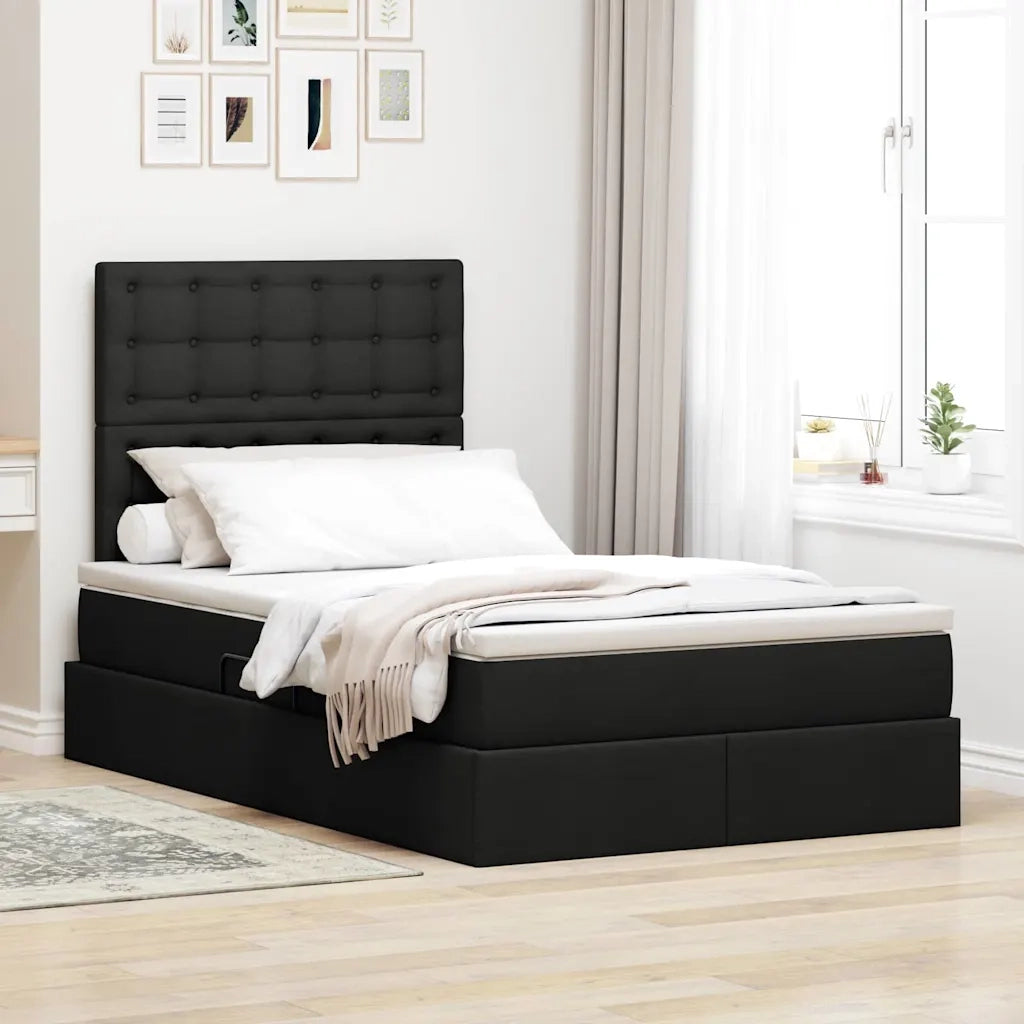Letto con contenitore e LED Nero 120 x 200 cm Poliestere