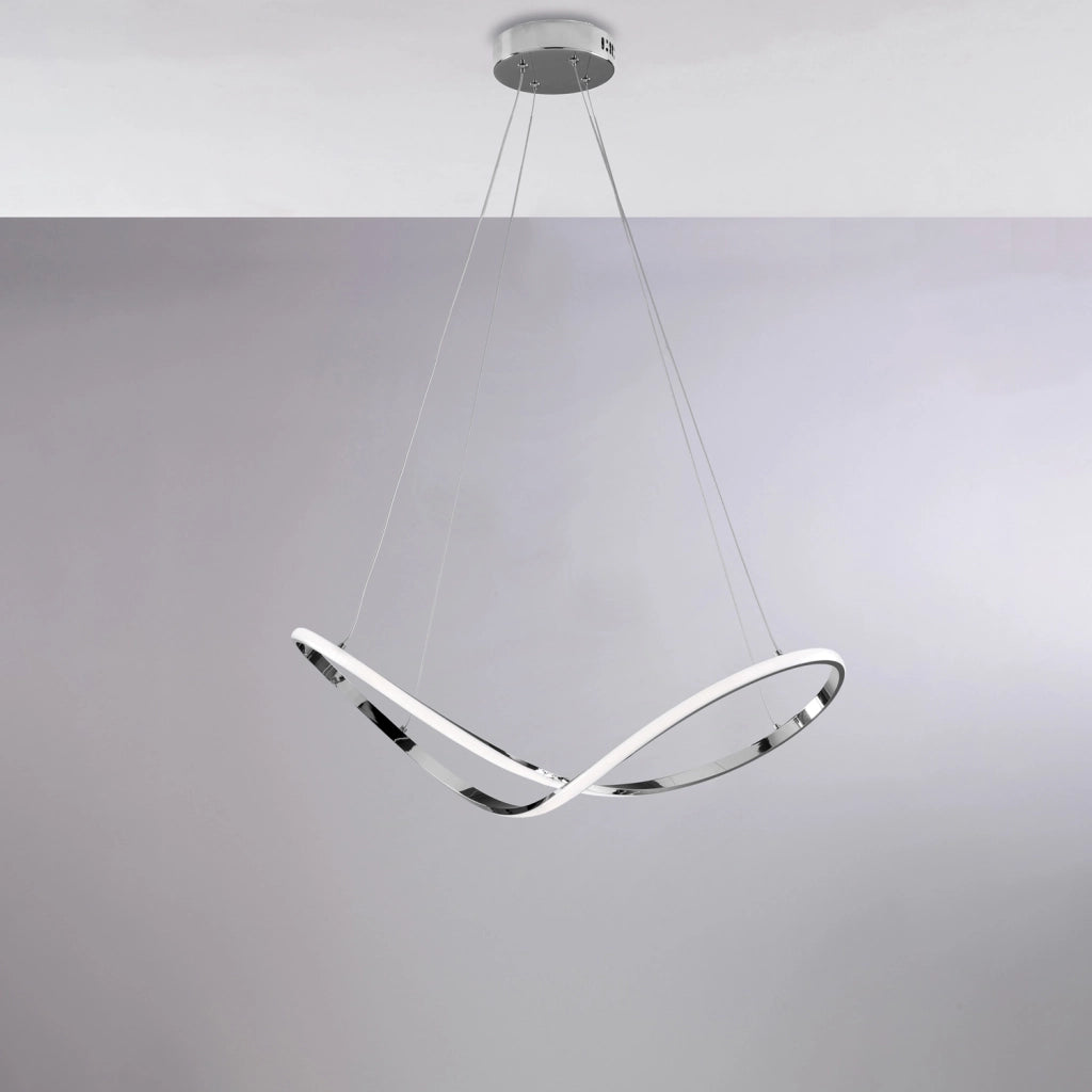 Sospensione Moderna Infinity Luce Led Integrata Metallo E Alluminio Cromo