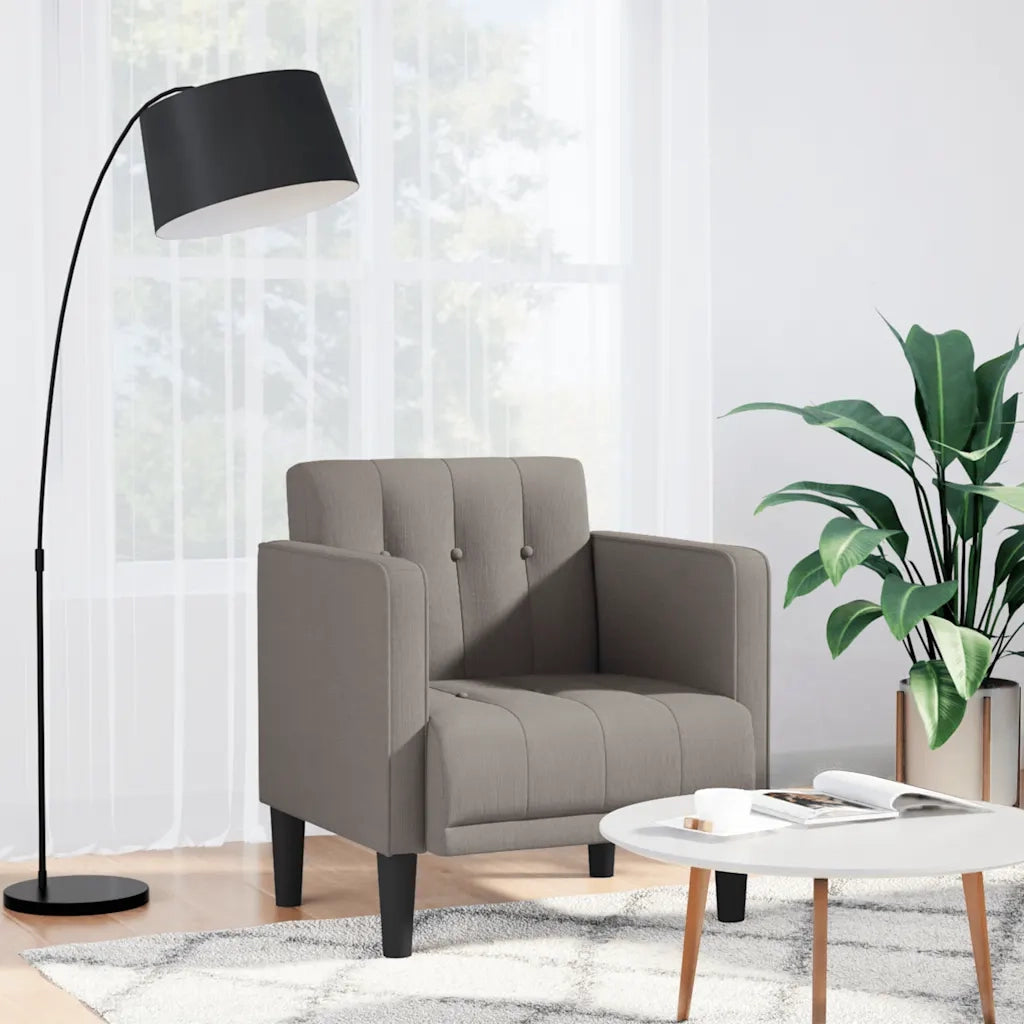 Divano Poltrona | Sedia con Braccioli Tortora 53 cm in Tessuto