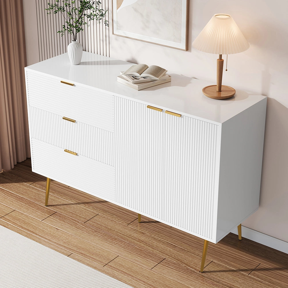 Buffet - Xylo - 140??40??85 cm - Porte e Cassetti con Maniglie Dorate