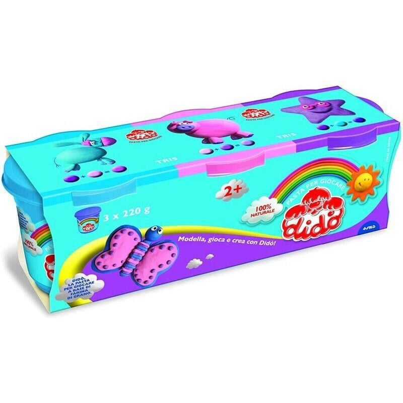 DIDÒ TRIS PONGO SET BARATTOLI ROSA VIOLA AZZURRO 3 X 220 GR