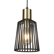 Sospensione Industrial Birg Cage Acciaio Nero Adjustable 1 Luce E27 D16Cm