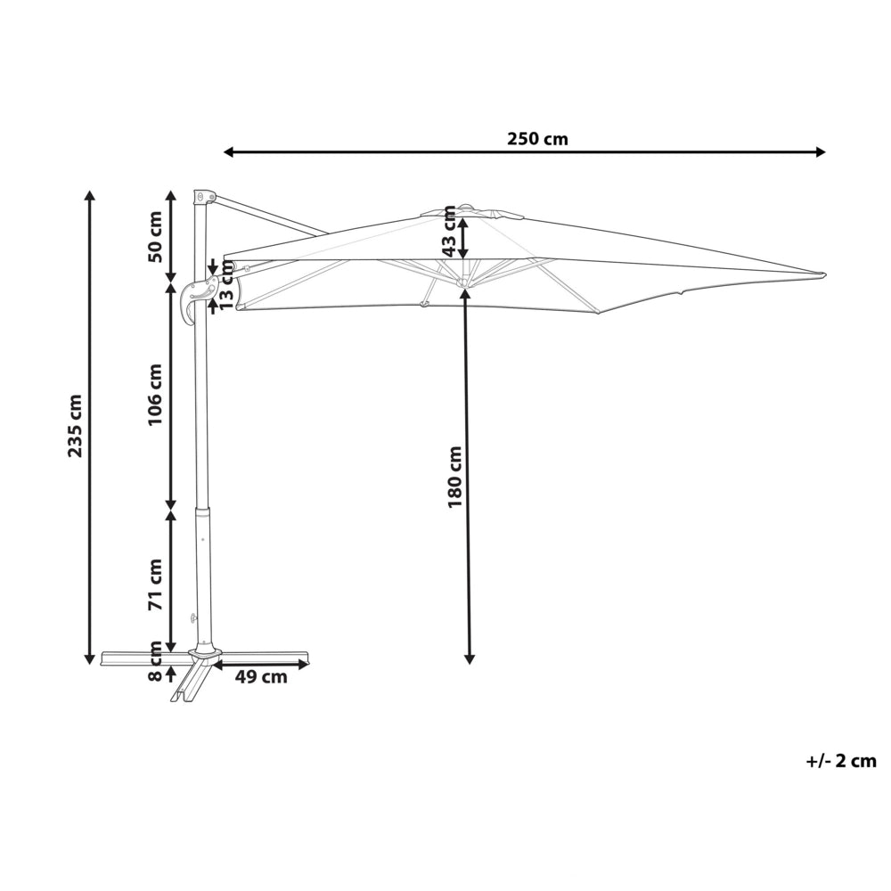 Ombrellone da giardino Sabbia Beige Baldacchino Palo in acciaio bianco 235 cm Resistente alle intemperie Cantilever con meccanismo a manovella