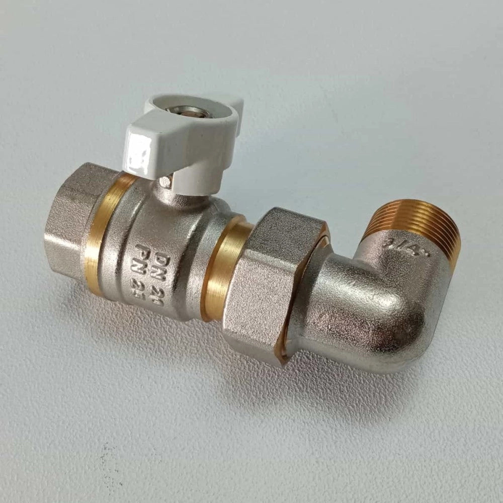 Valvola a sfera saracinesca da 1 ad angolo mf leva corta con bocchettone orientabile