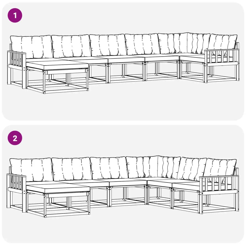 Set di divani da esterno 7 pcs Bianco e Grigio Chiaro 3388897