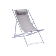 Set Di 4 Sdrai Mare Alluminio Bianco Sandy/Text Tortora Moia