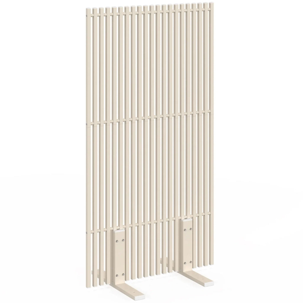 IDMarket - Schermo perforato per esterni decorativo claustra 80 x 150 cm beige lamelle verticali in metallo
