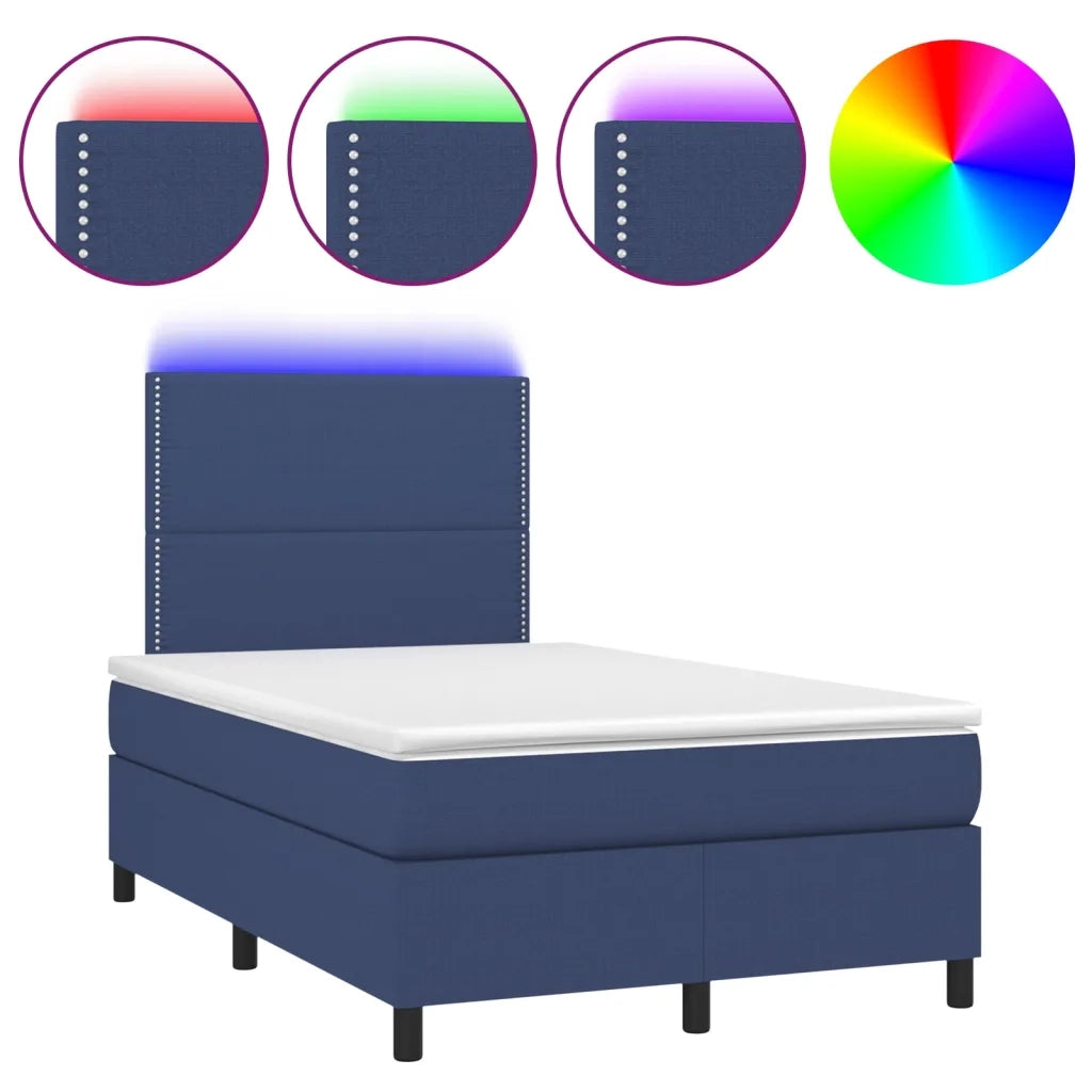 Letto a Molle con Materasso e LED Blu 120x200cm in Tessuto 3134787