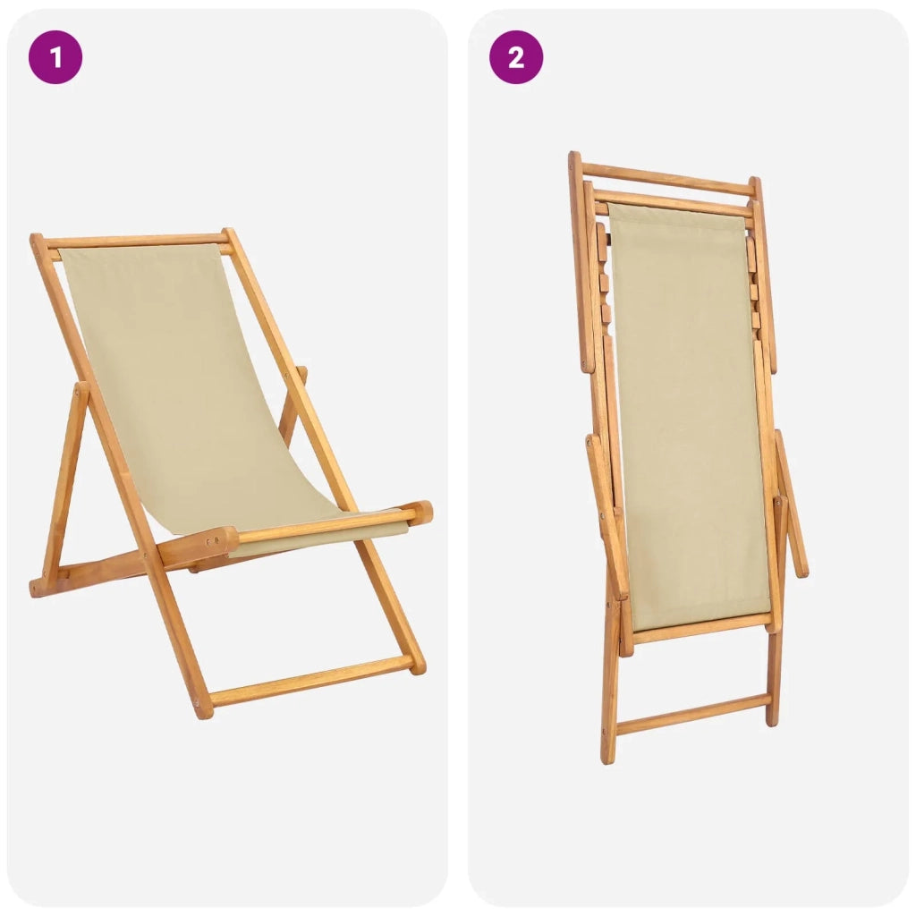 Sedia da Giardino | Sedia da spiaggia Beige Legno di teak solido