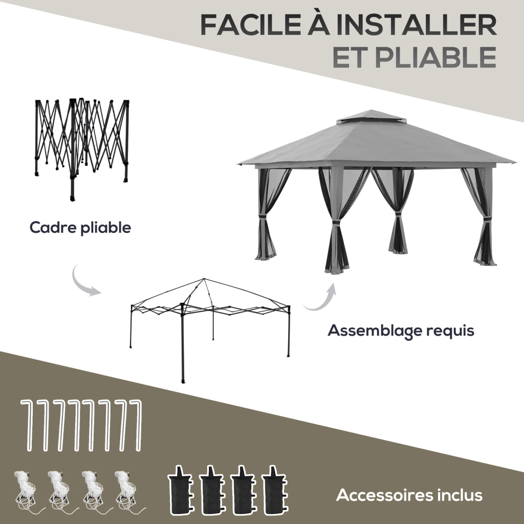 Tendone da giardino pieghevole ¨C Minimal ¨C grigio 4x4 m