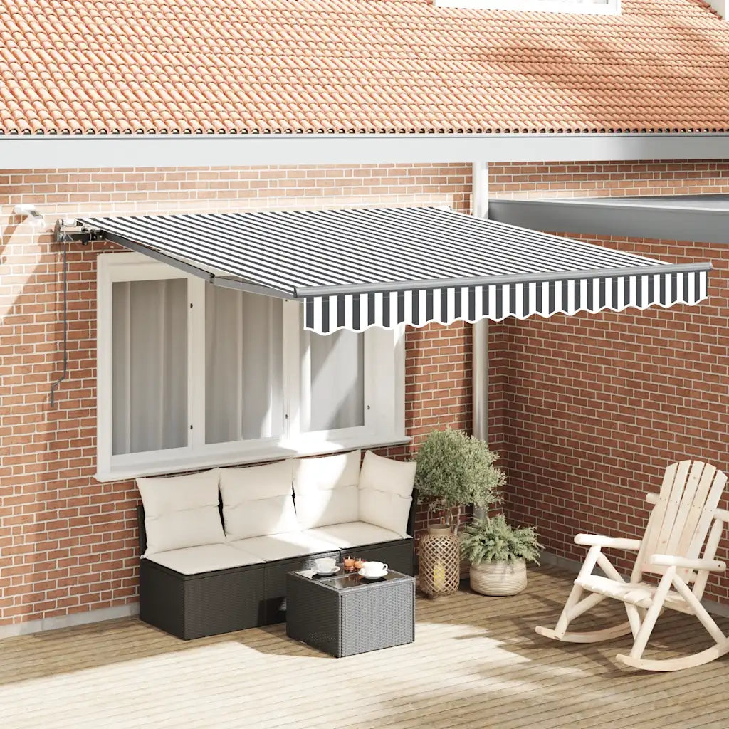 Tenda Retrattile Automatica LED Antracite e Bianco 300x250 cm 3310226