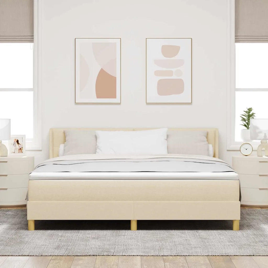 Letto a molle con materasso Crema 200 x 180 cm Poliestere