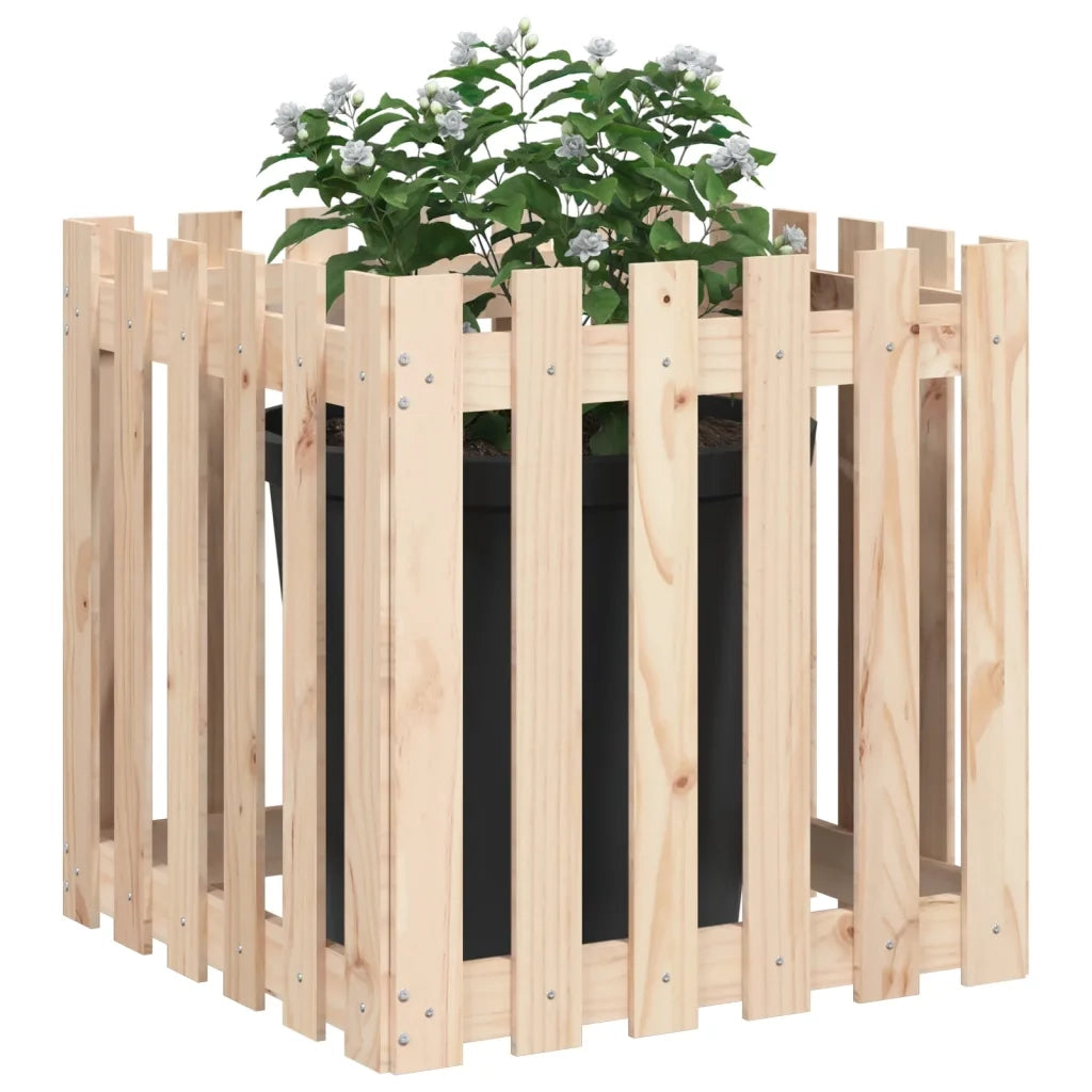 Fioriera Giardino Design a Recinzione-Vaso da Esterno-Contenitore per Piante 60x60x60 cm Massello Pino