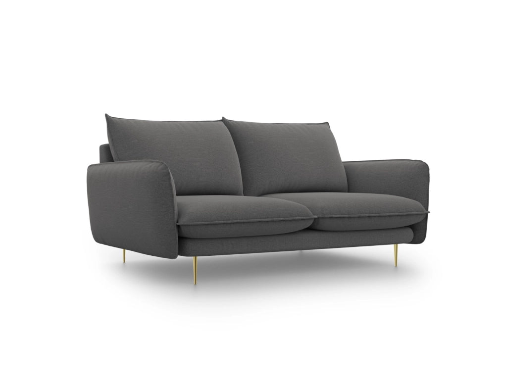 Cosmopolitan Design - Divano "Vienna" 2 posti in tessuto strutturato grigio scuro 