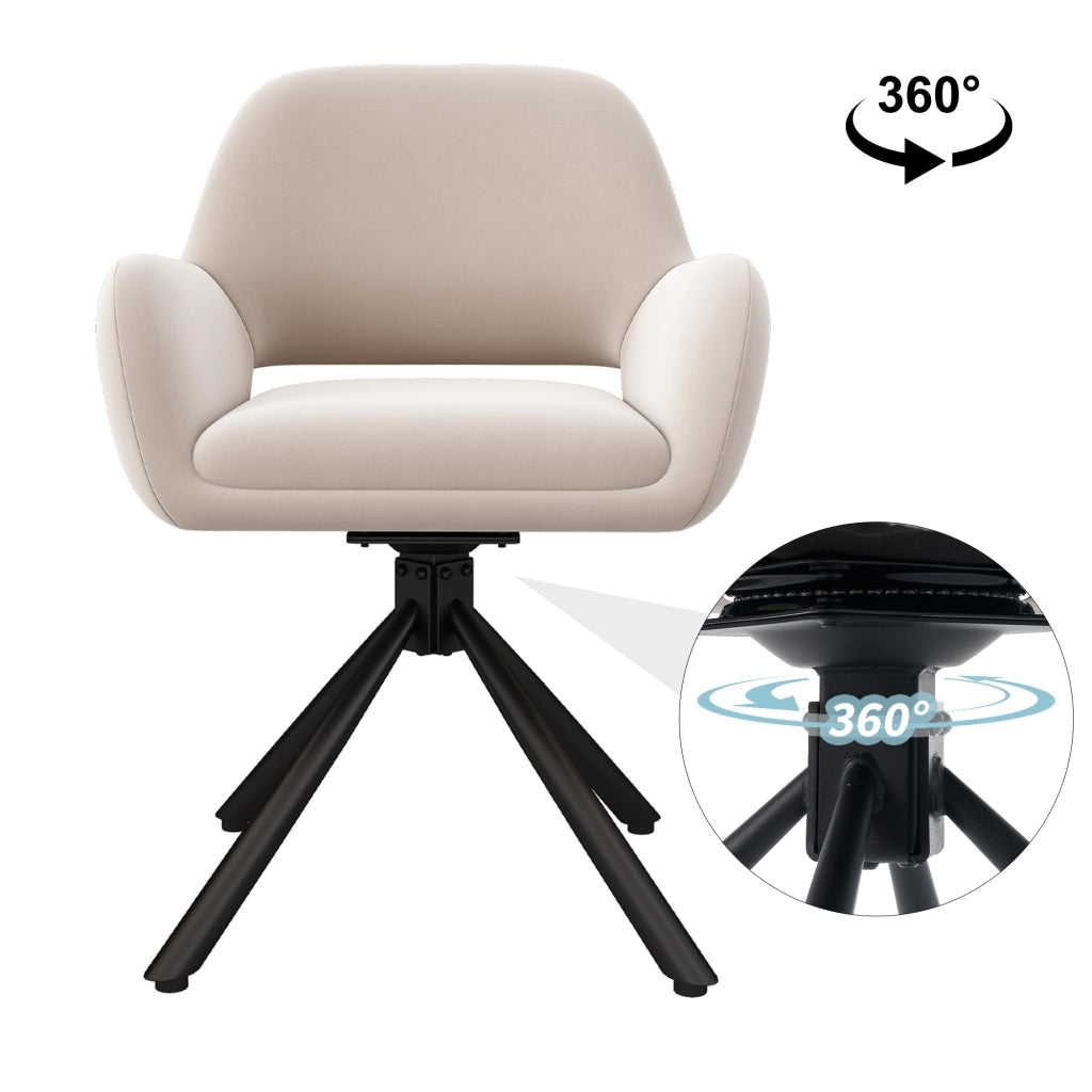 Sedia da pranzo moderna e liscia - Zephmum- Drehbar, Samt, 2er-set, Beige