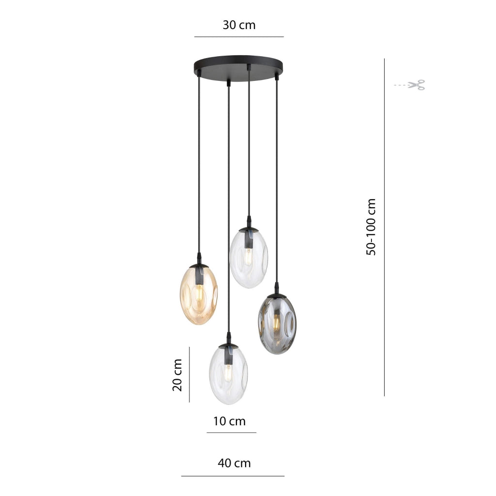 Lampadario Emibig Astral 4 luci E14 vetro multicolore