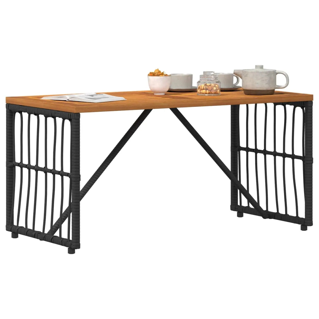 Tavolo da Esterno Nero 80 x 40 x 40 cm Acciaio e Polyrattan 42025145