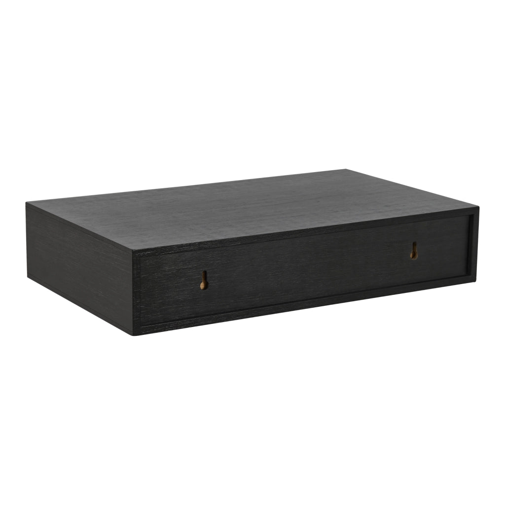 Set Bokn di 2 Mensole con Cassetto Integrato 40 x 24 x 8 cm Bambù - Nero [en.casa]