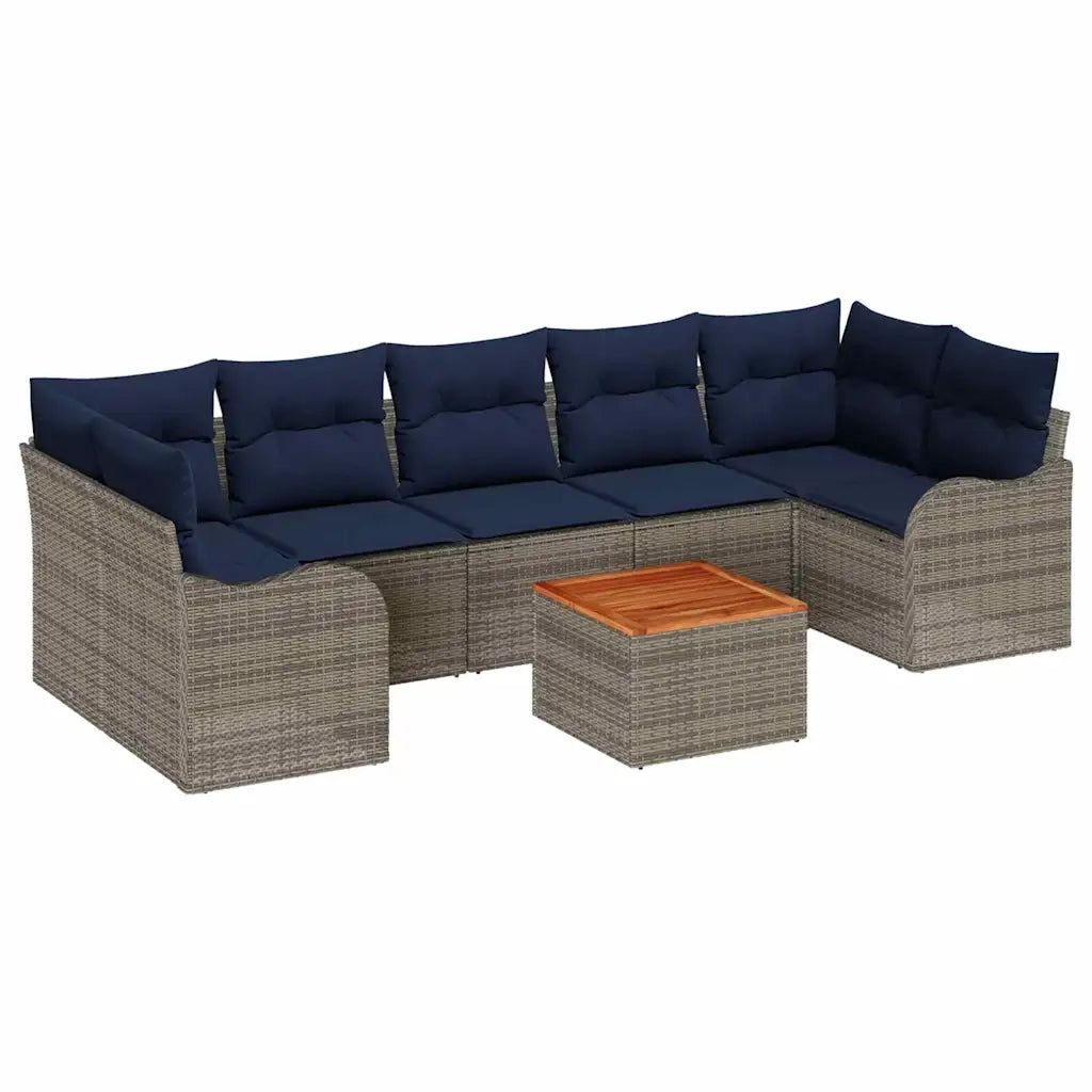 Set Divano da Giardino 8 pz Grigio polyrattan 3347423