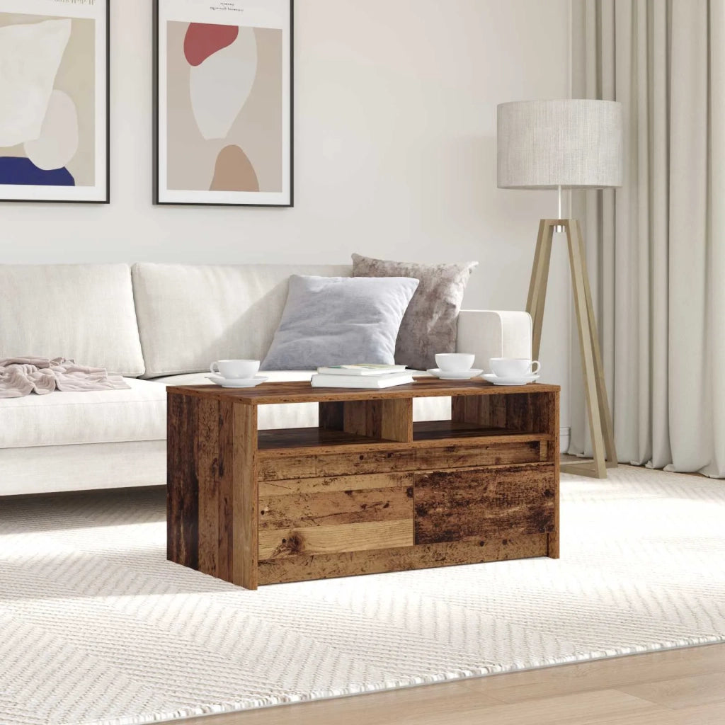 Tavolino da salotto | Tavolino da caff¨¨ | Tavolino da Soggiorno con cassetto Legno vecchio 90 x 50 x 45 cm