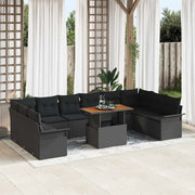 Set Divano da Giardino con cuscino 11 pcs Nero polyrattan 3349386