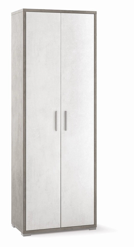 Armadio 2 Ante 2 Ripiani H199 L71 P41 Cm struttura Cemento frontali Bianco Ossido Db374k Sarmog