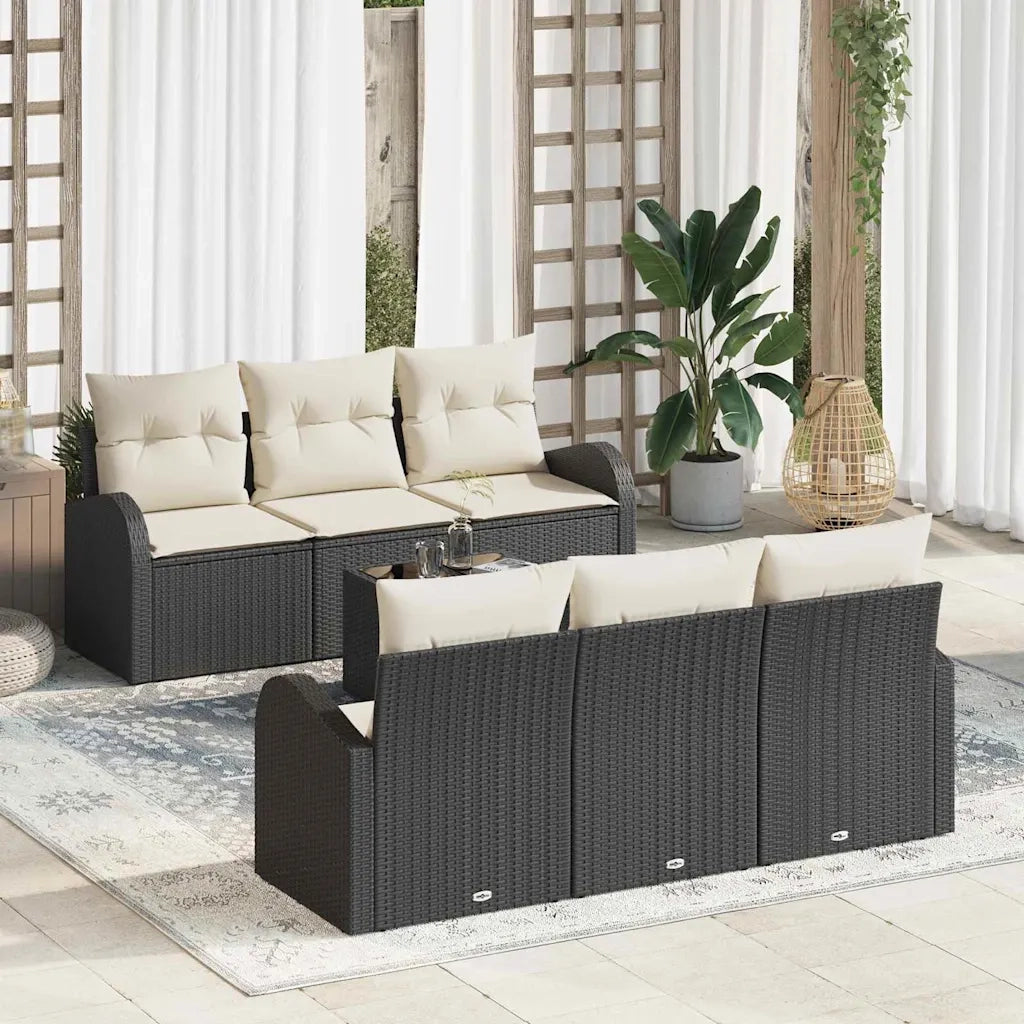 Set Divano da Giardino Nero 55 x 55 x 37 cm polyrattan