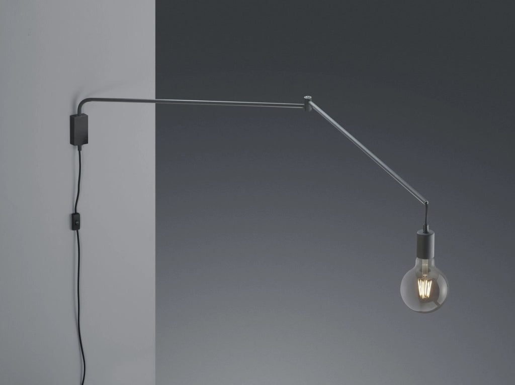 LINE APPLIQUE DECORATIVA CON PORTALAMPADA NERA ORIENTABILE E SNODABILE LUNGHEZZA MASSIMA 150CM 1 LUCE ATTACCO E27 NON INCLUSA