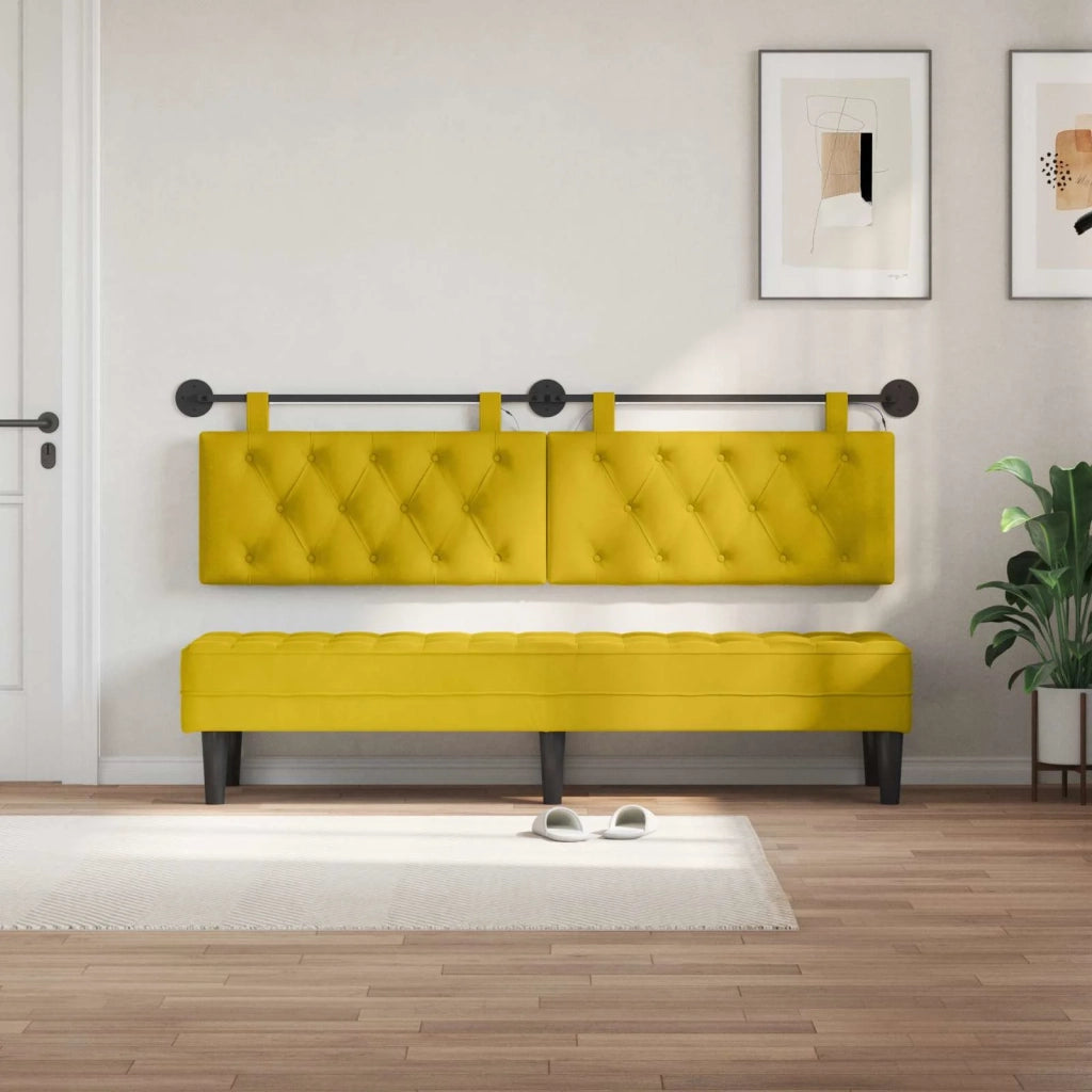 Testiera | Testata sospesa Con luce LED Giallo Velluto