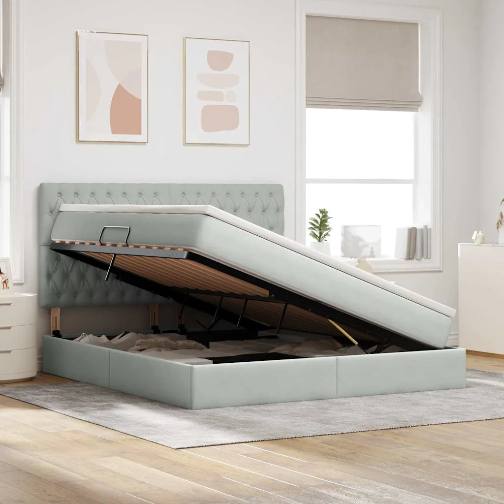 Letto con contenitore e materasso Grigio chiaro 180 x 200 cm 3372105