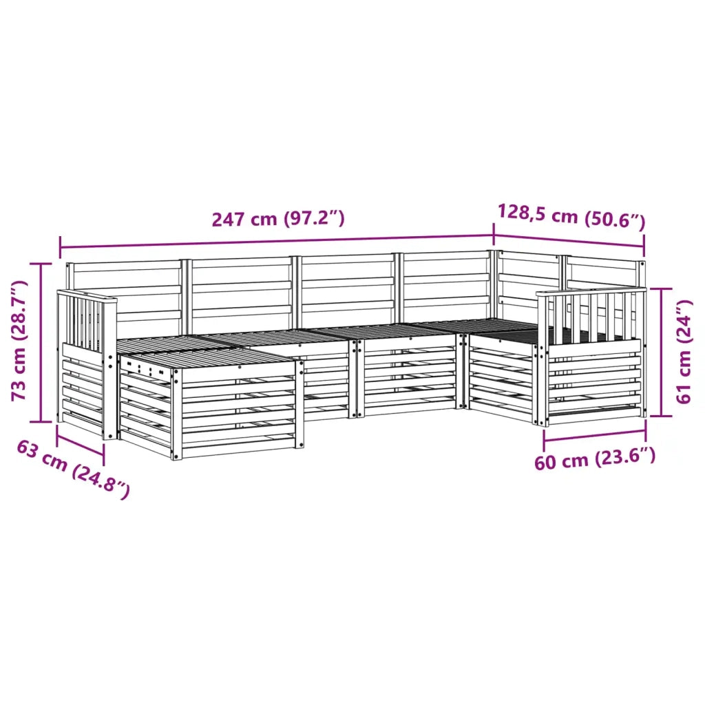 Set di divani da esterno 6 pcs Bianco Poliestere 3392104