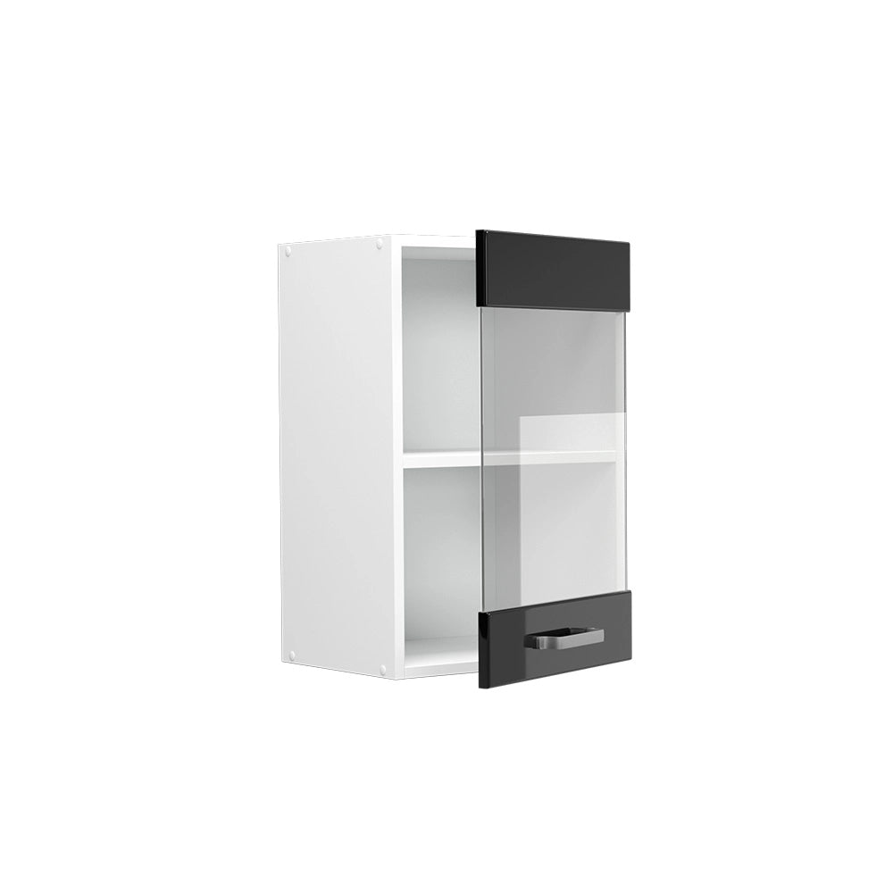 Vicco Mobile da cucina in vetro Nero lucido 40 cm