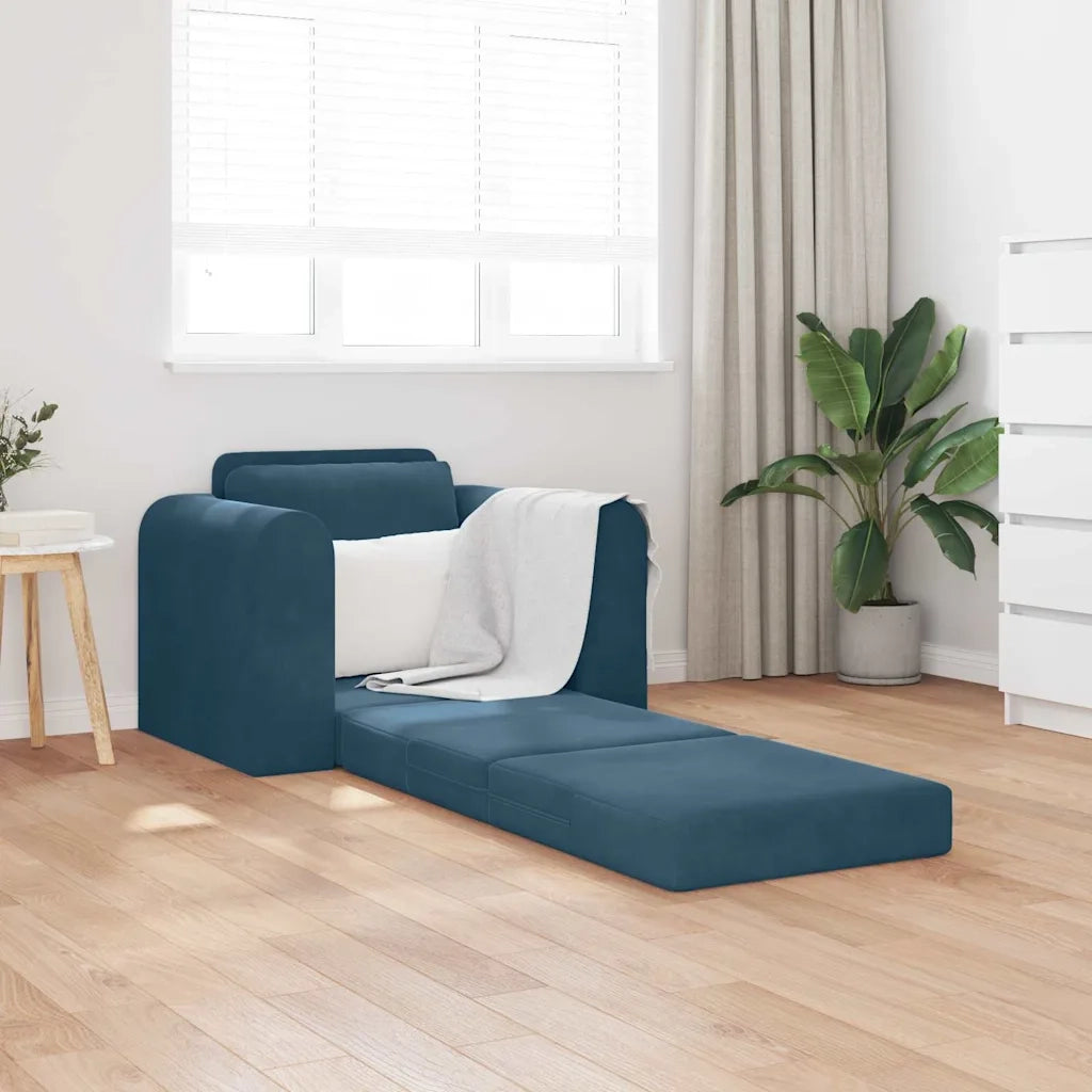 Divano Letto-Sofa Letto-Daybed Blu 98 x 71 x 83 cm Velluto